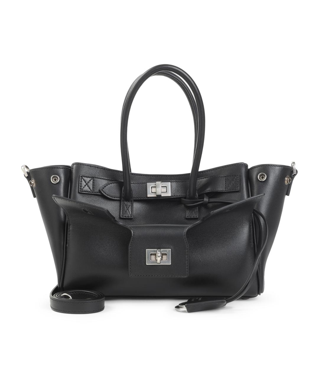 BALENCIAGA Черная кожаная сумка тоут, фото 1