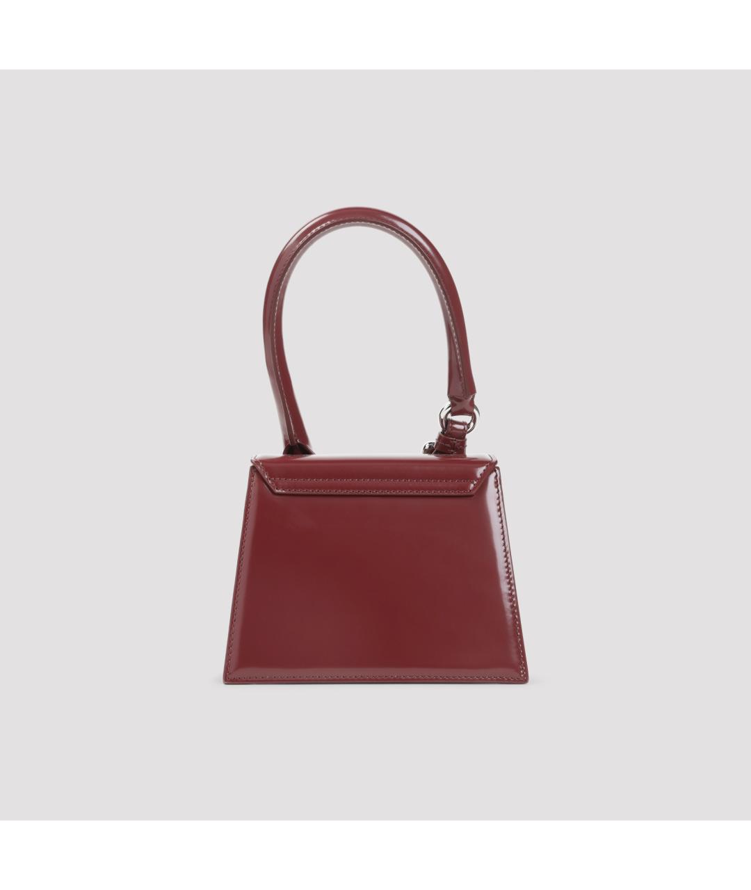 JACQUEMUS Бордовая кожаная сумка с короткими ручками, фото 4