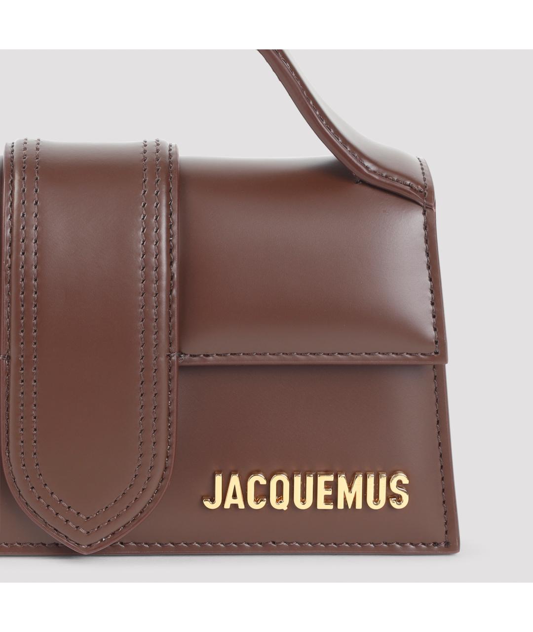 JACQUEMUS Коричневая кожаная сумка с короткими ручками, фото 5