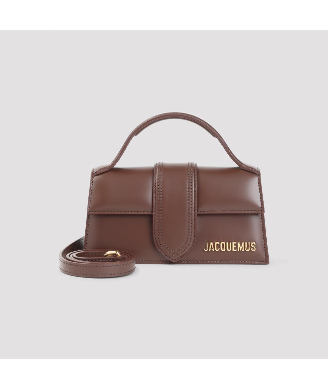 JACQUEMUS Коричневая кожаная сумка с короткими ручками, фото 2