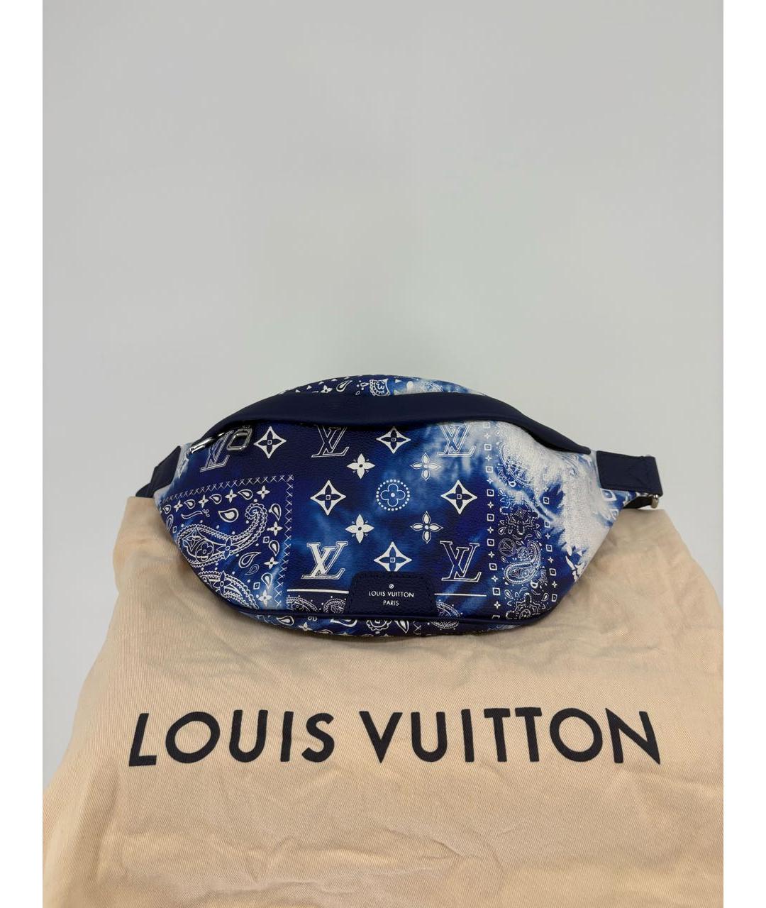 LOUIS VUITTON Синяя кожаная поясная сумка, фото 2