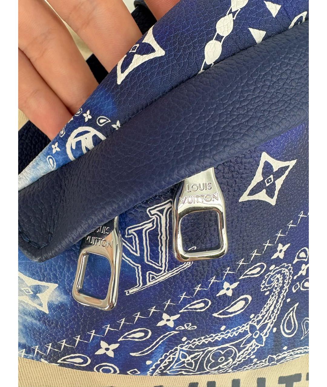 LOUIS VUITTON Синяя кожаная поясная сумка, фото 6