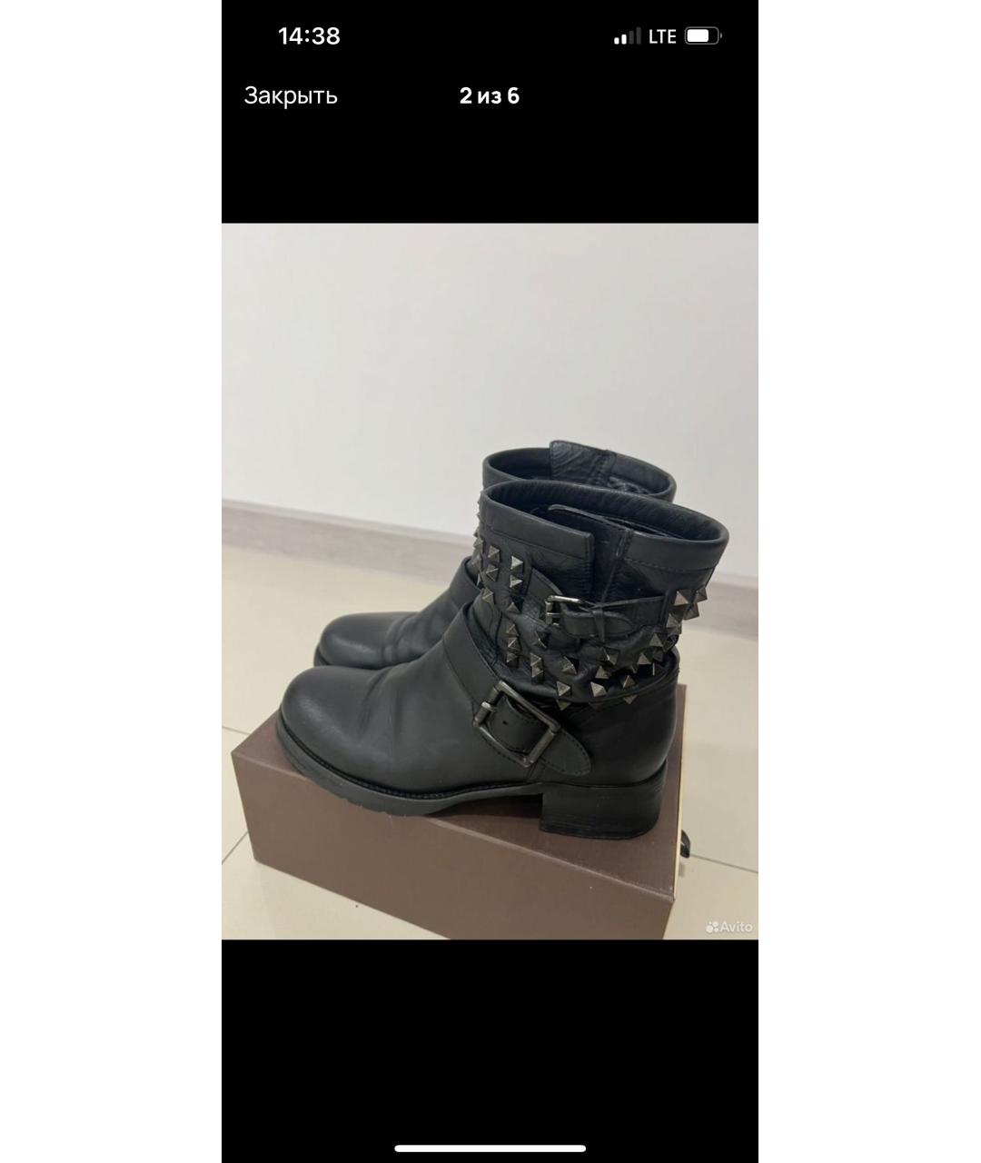 VALENTINO Черные кожаные полусапоги, фото 8