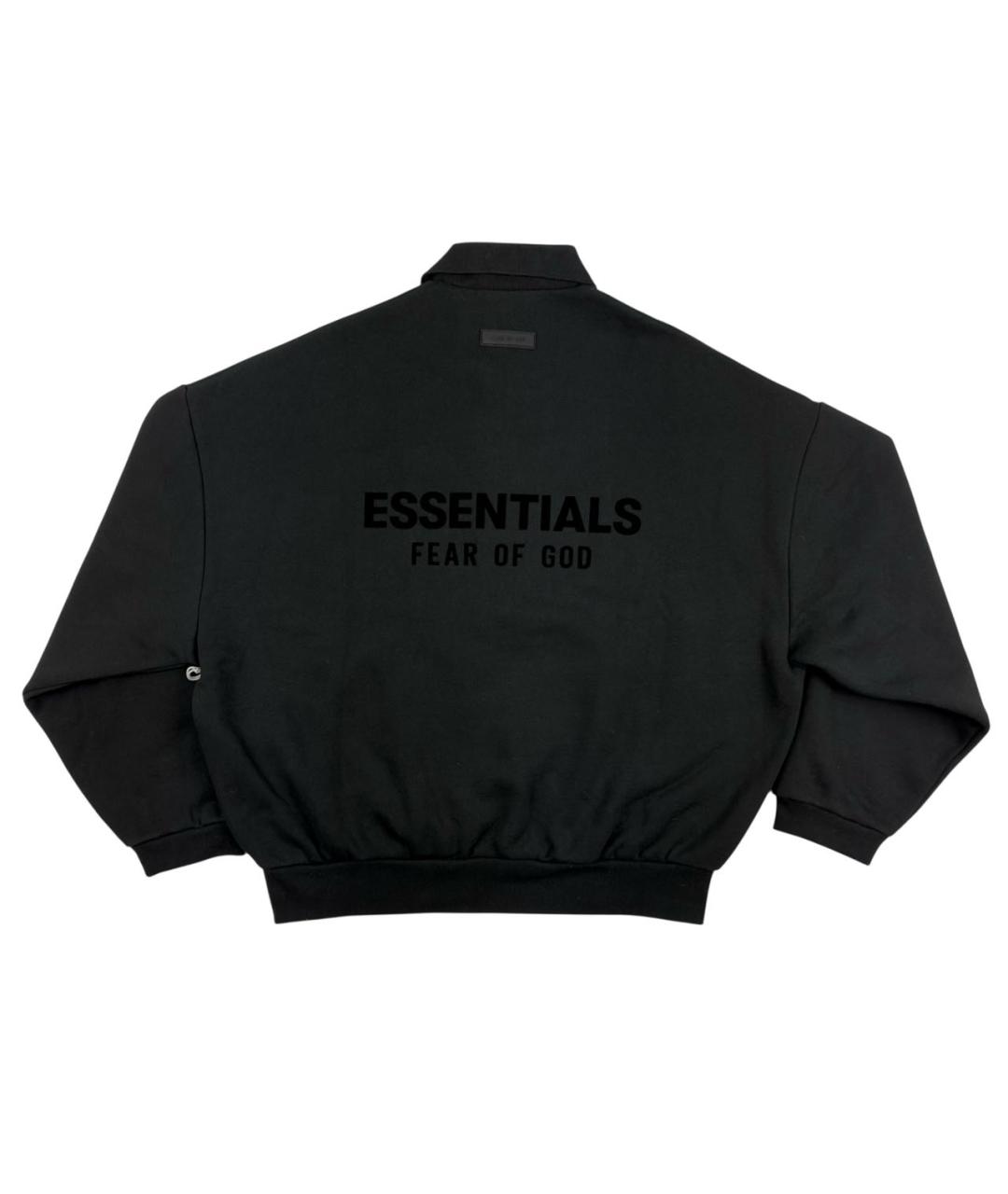 FEAR OF GOD ESSENTIALS Черное хлопко-полиэстеровое поло с длинным рукавом, фото 2