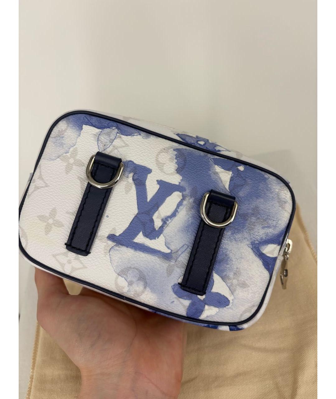 LOUIS VUITTON Голубая кожаная барсетка, фото 6