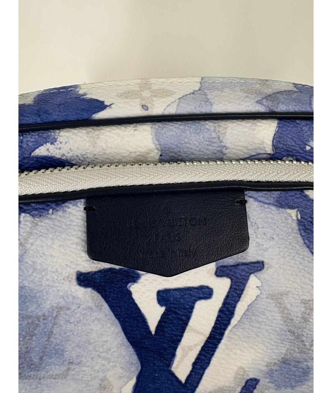 LOUIS VUITTON Голубая кожаная барсетка, фото 5