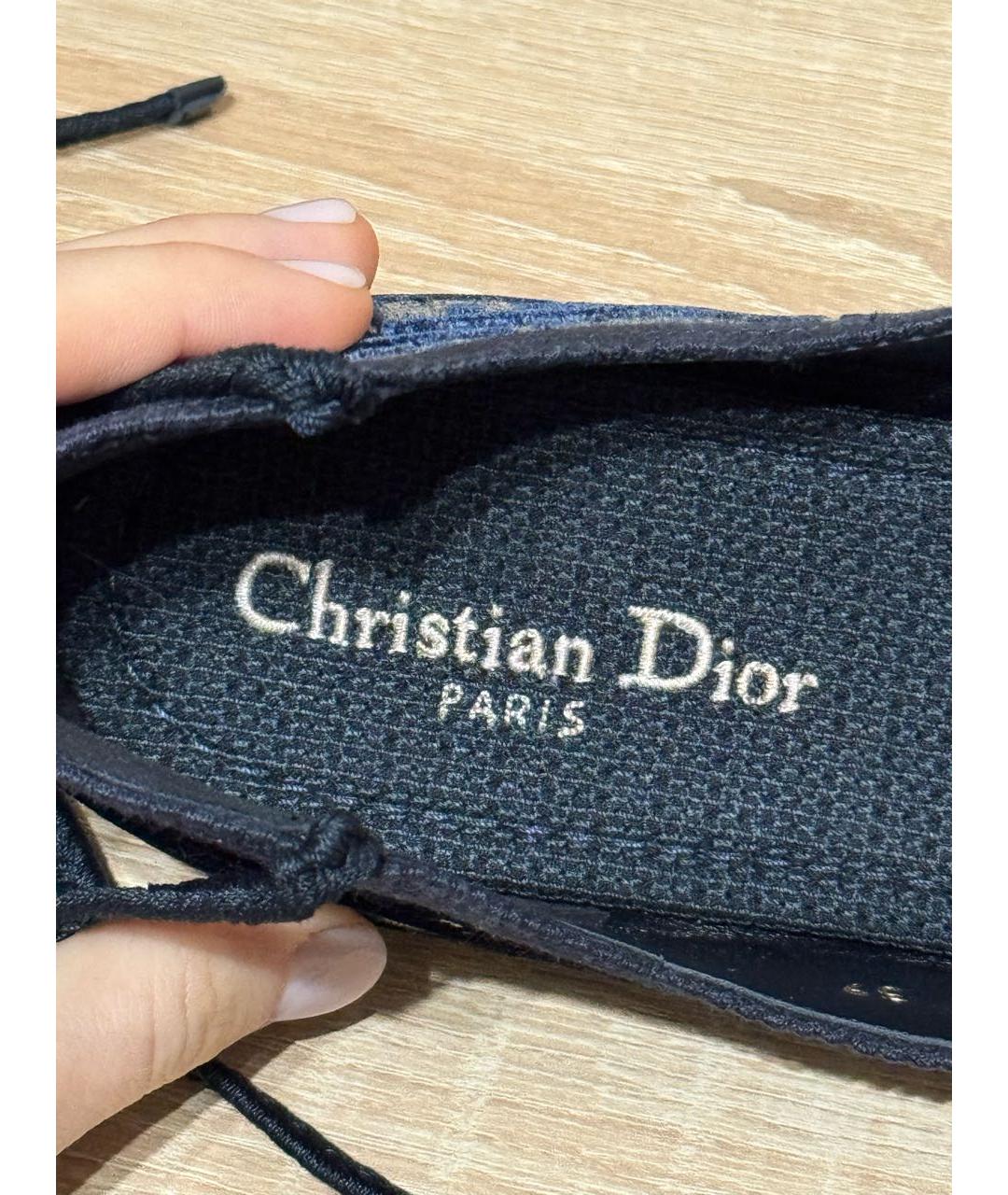 CHRISTIAN DIOR Темно-синие текстильные балетки, фото 3