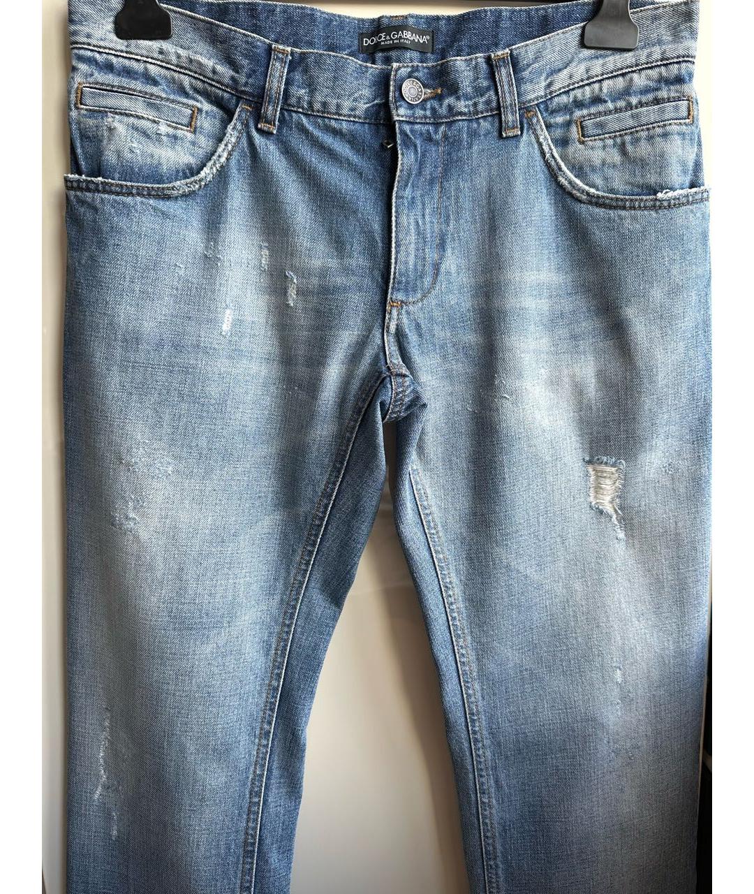 DOLCE&GABBANA Голубые хлопковые прямые джинсы, фото 6