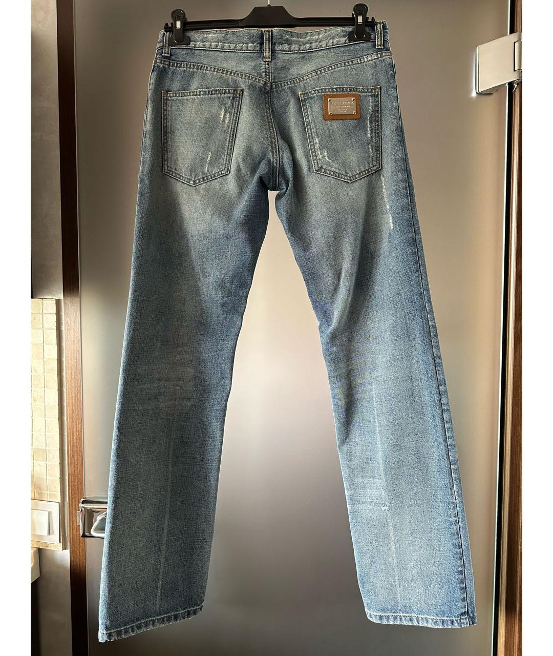 DOLCE&GABBANA Голубые хлопковые прямые джинсы, фото 2