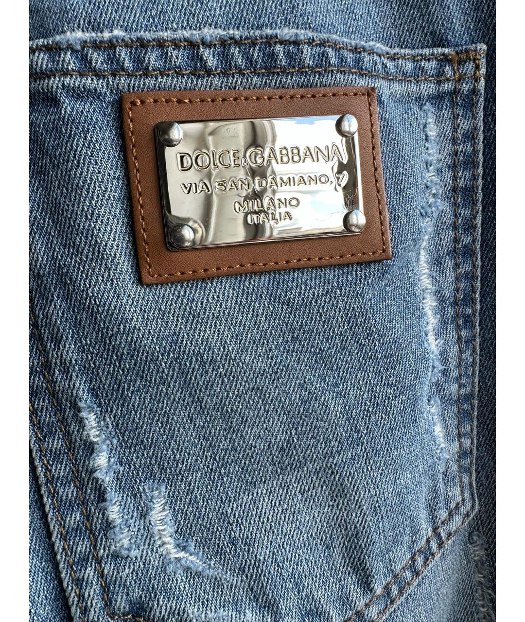 DOLCE&GABBANA Голубые хлопковые прямые джинсы, фото 5