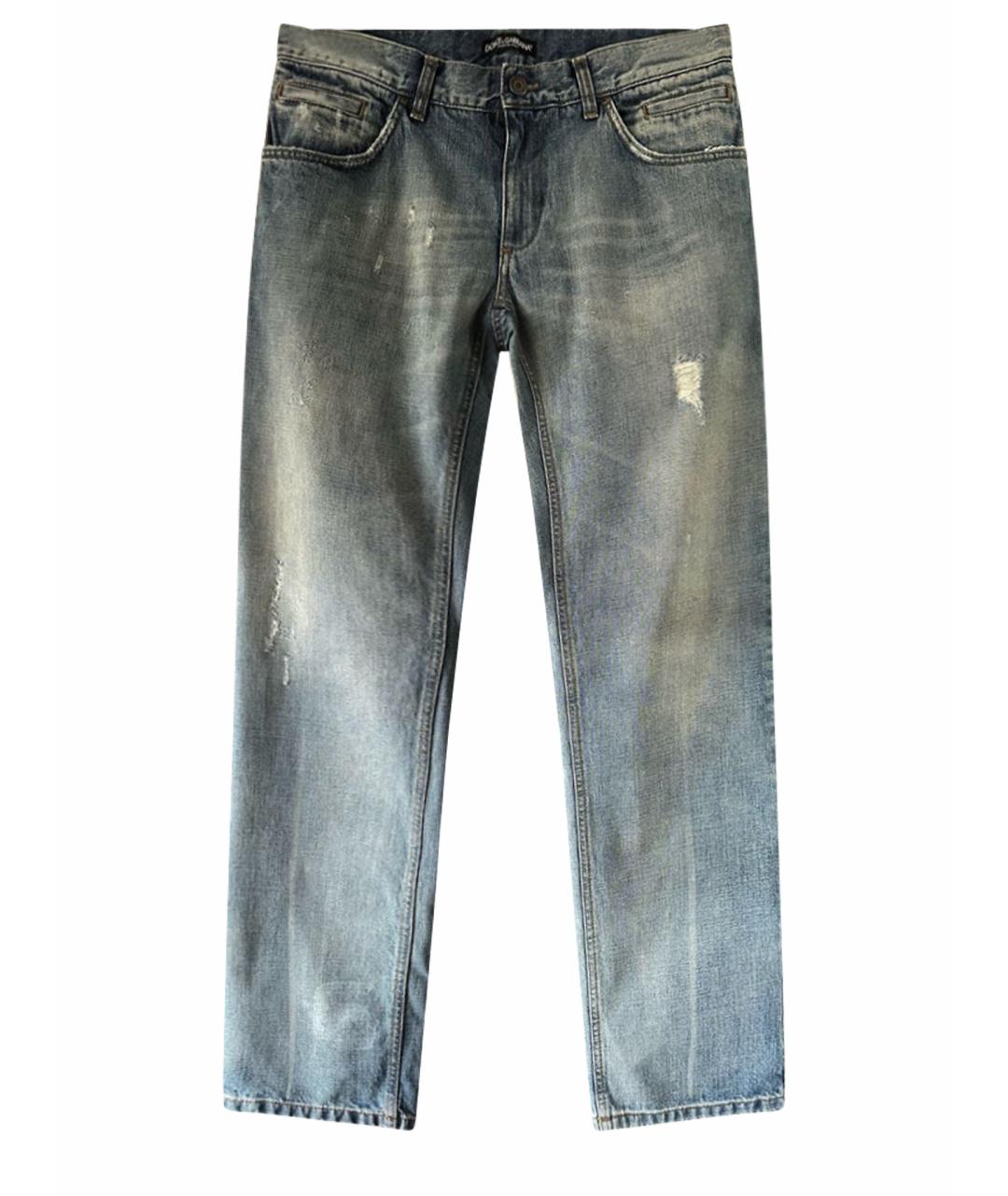DOLCE&GABBANA Голубые хлопковые прямые джинсы, фото 1