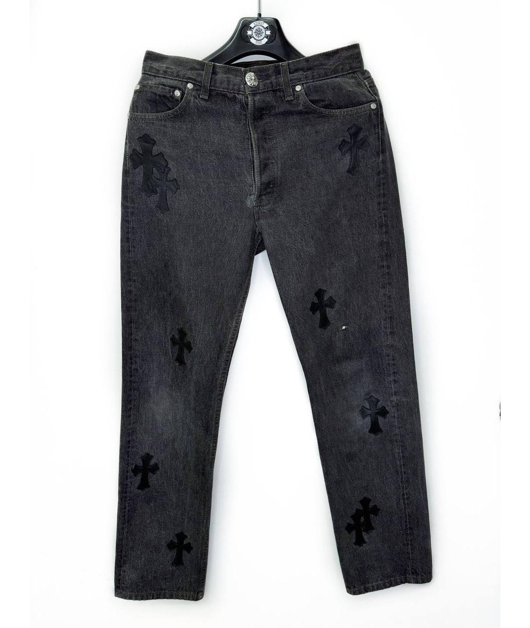 CHROME HEARTS Черные хлопковые прямые джинсы, фото 3