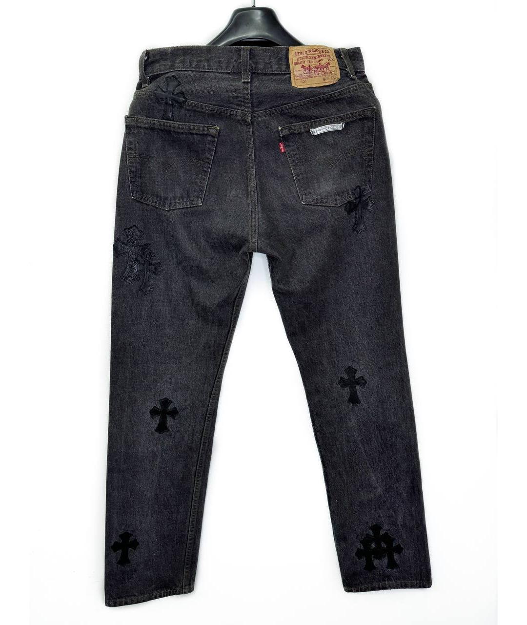 CHROME HEARTS Черные хлопковые прямые джинсы, фото 2
