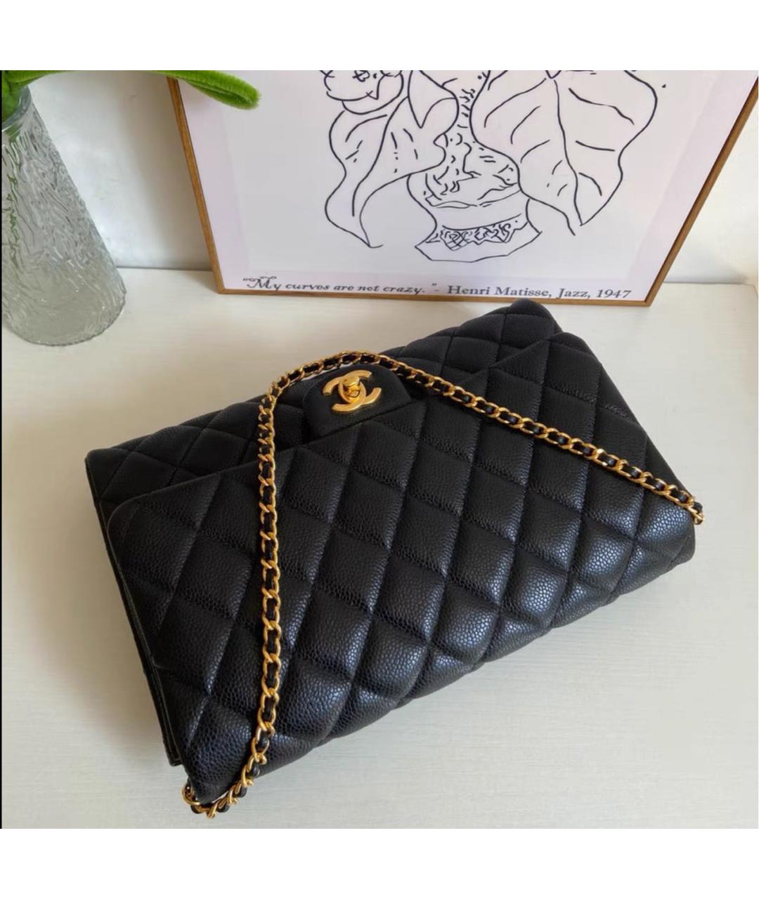 CHANEL Черная кожаная сумка с короткими ручками, фото 6