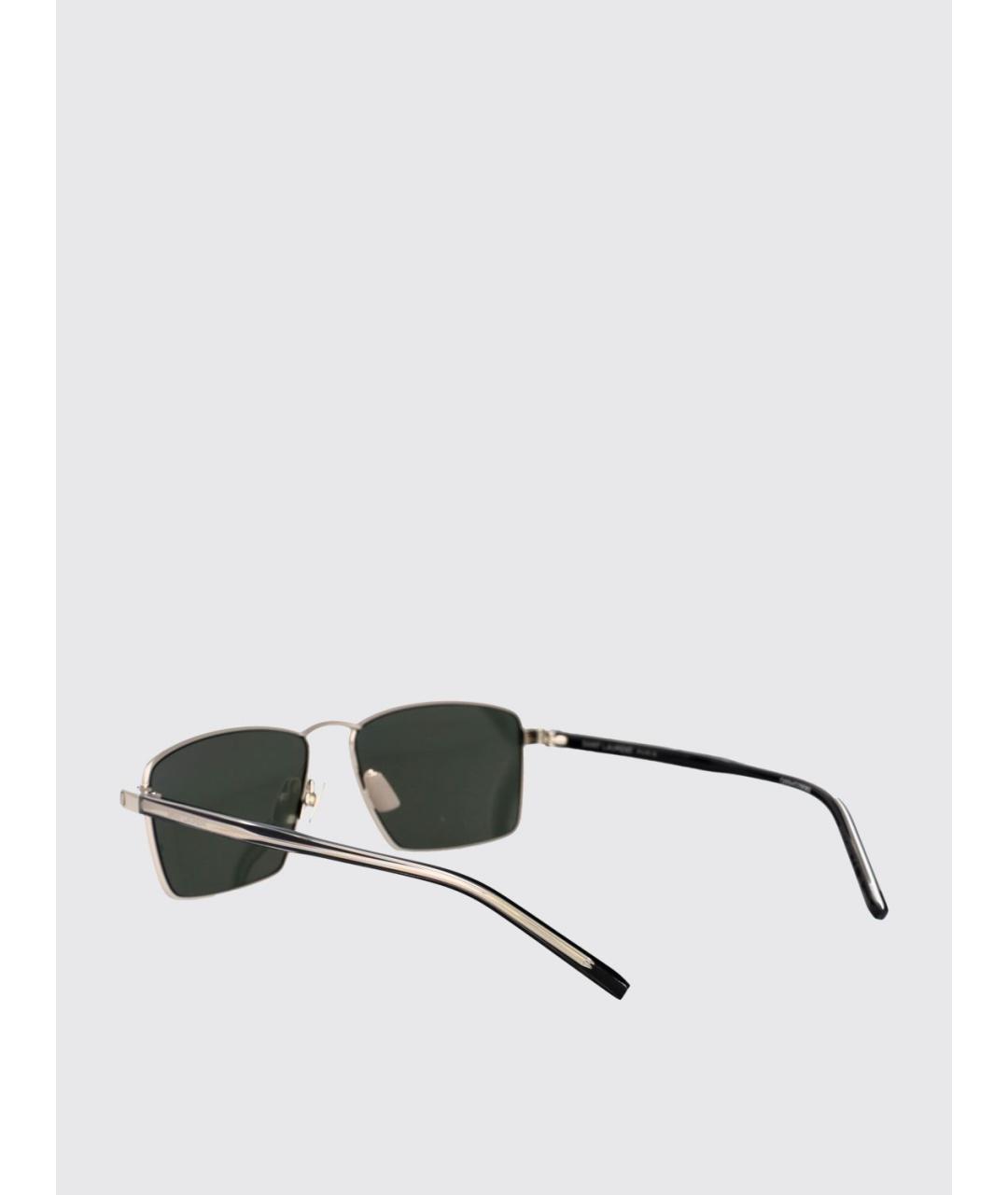 SAINT LAURENT Серебряные металлические солнцезащитные очки, фото 3
