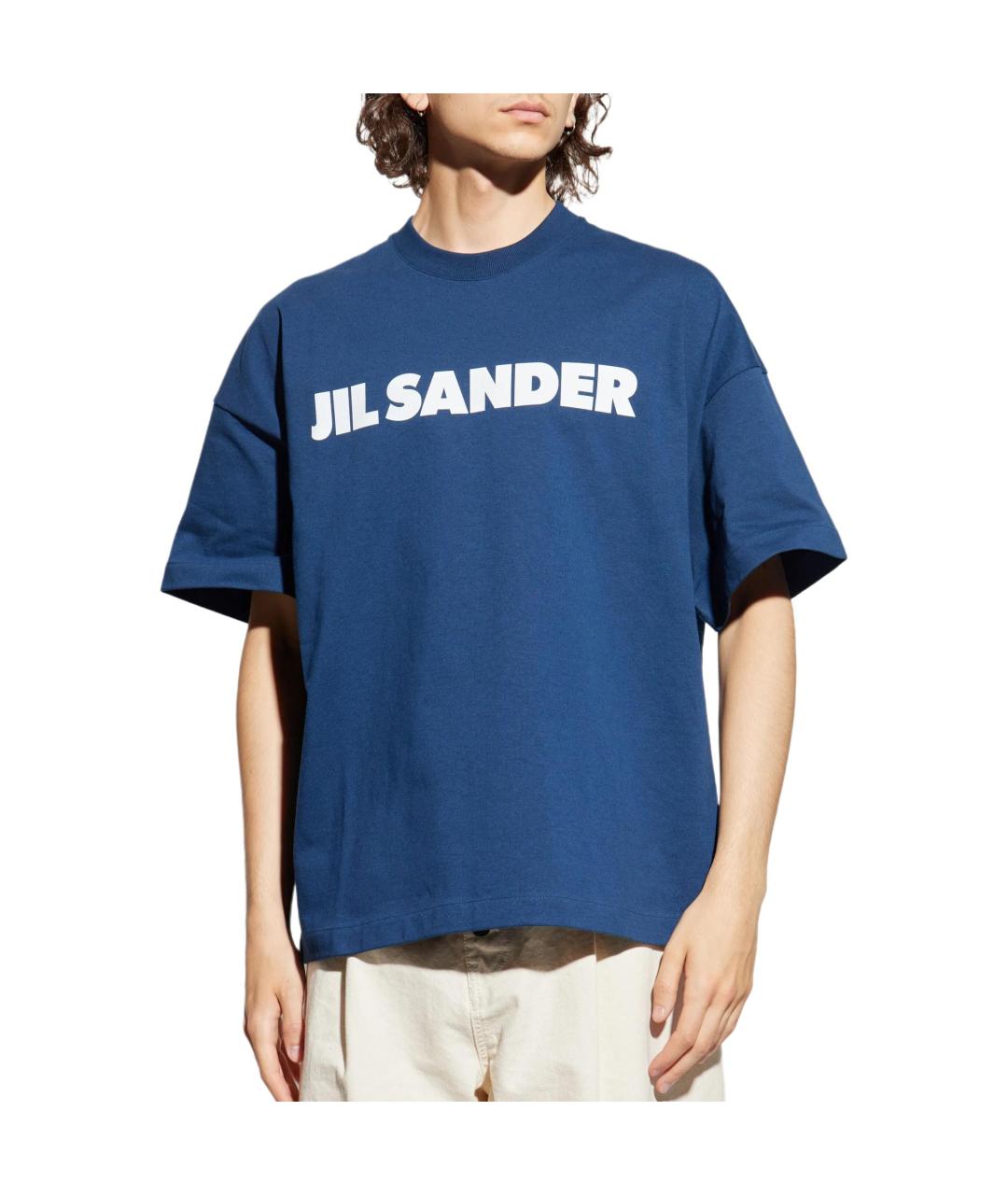 JIL SANDER Синяя хлопковая футболка, фото 2