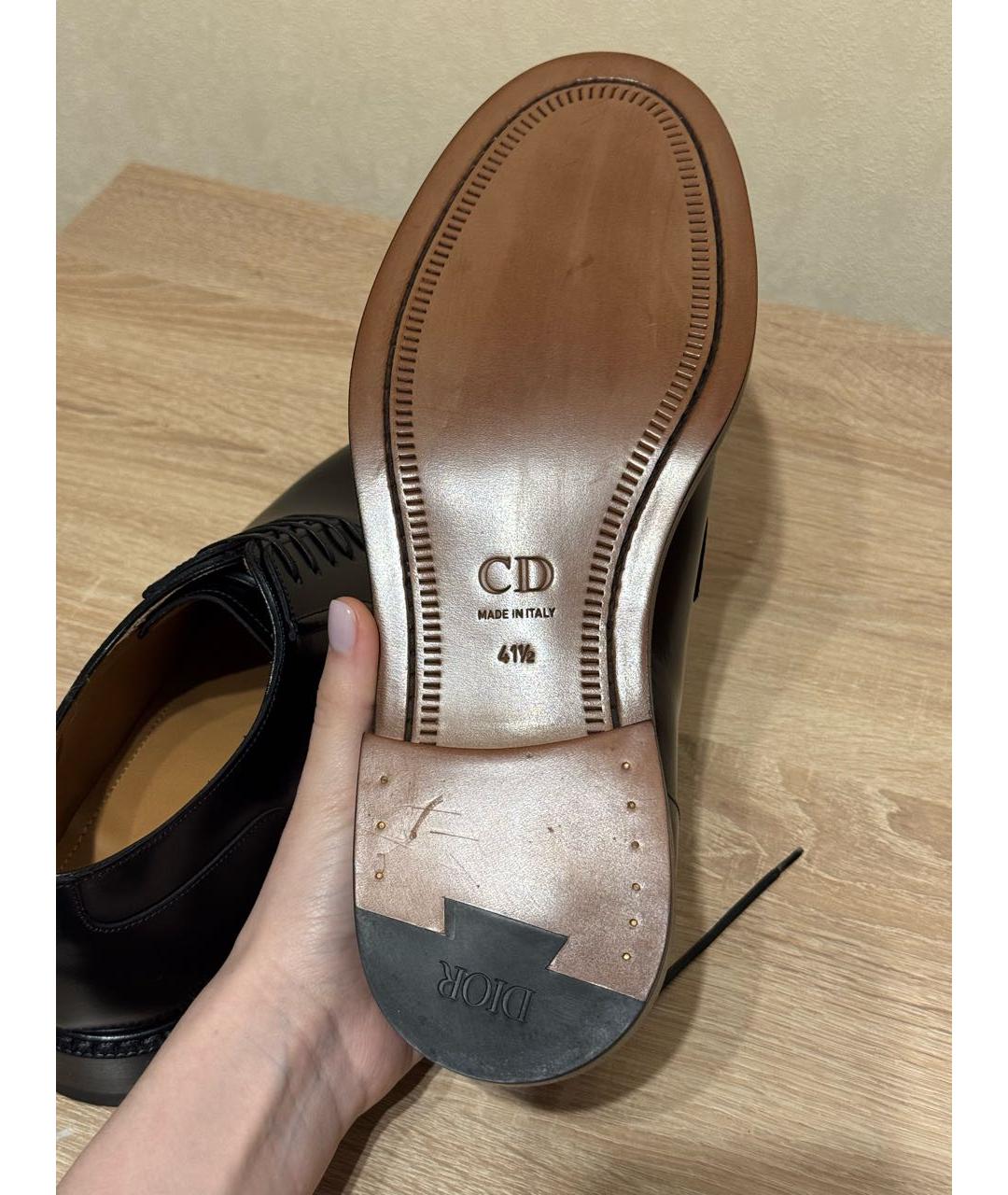 CHRISTIAN DIOR Черные кожаные туфли, фото 6