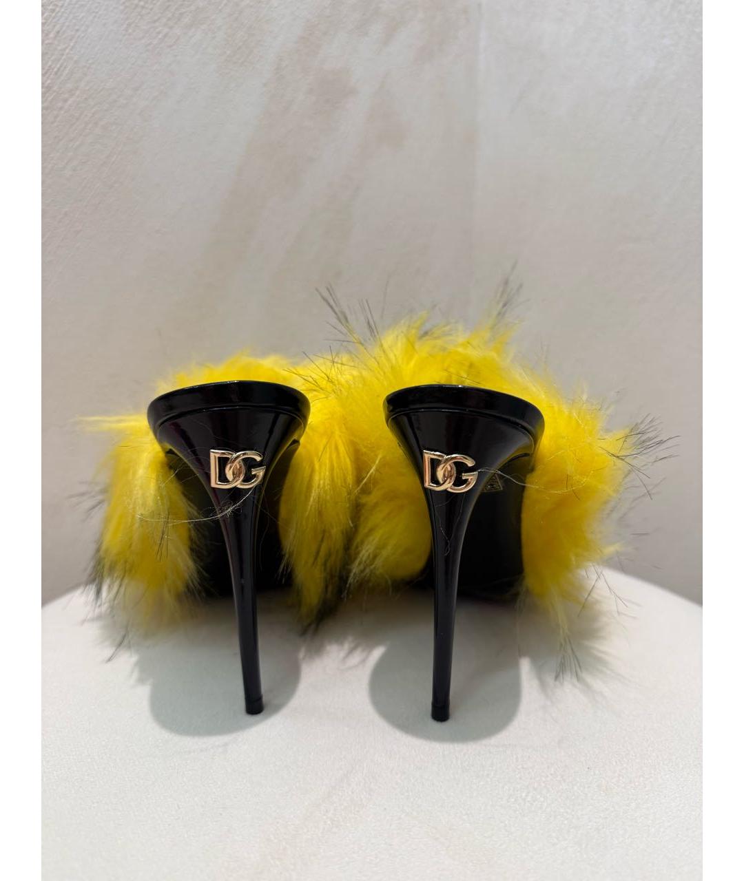 DOLCE&GABBANA Желтые мюли из лакированной кожи, фото 4