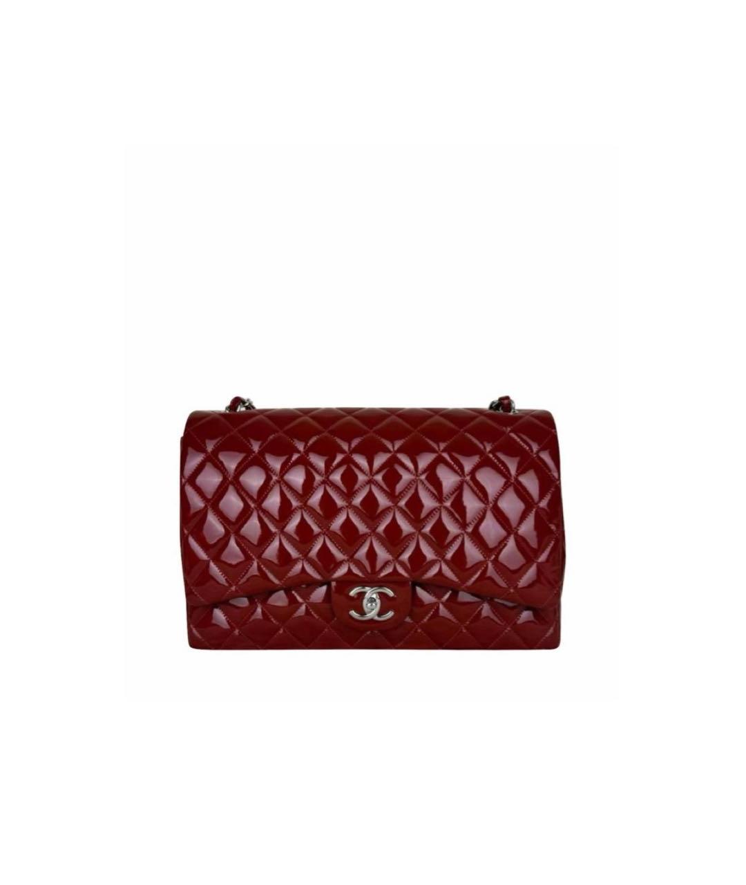 CHANEL Бордовая сумка с короткими ручками из лакированной кожи, фото 1