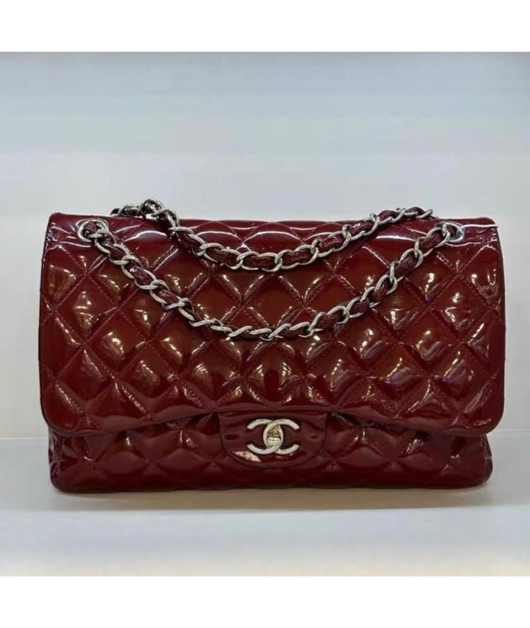 CHANEL Бордовая сумка с короткими ручками из лакированной кожи, фото 3