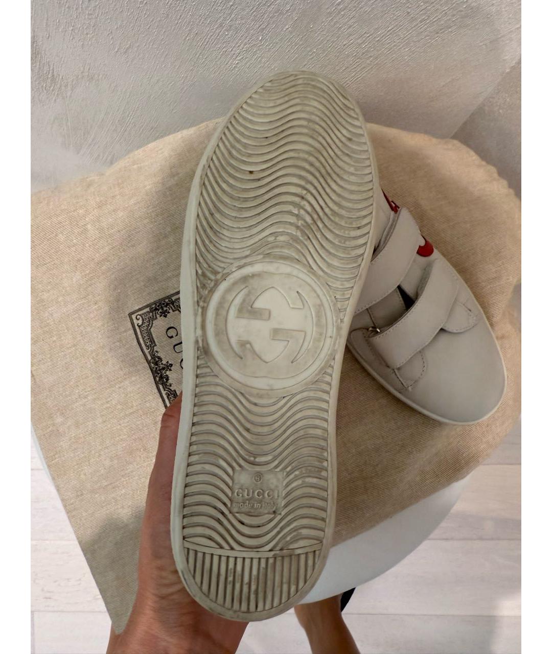 GUCCI Бежевые кожаные кеды, фото 6