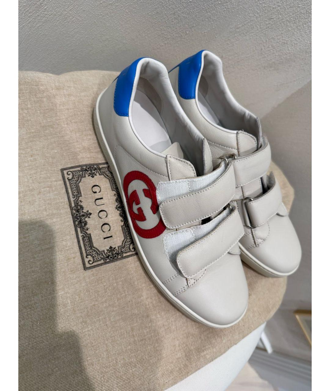 GUCCI Бежевые кожаные кеды, фото 7