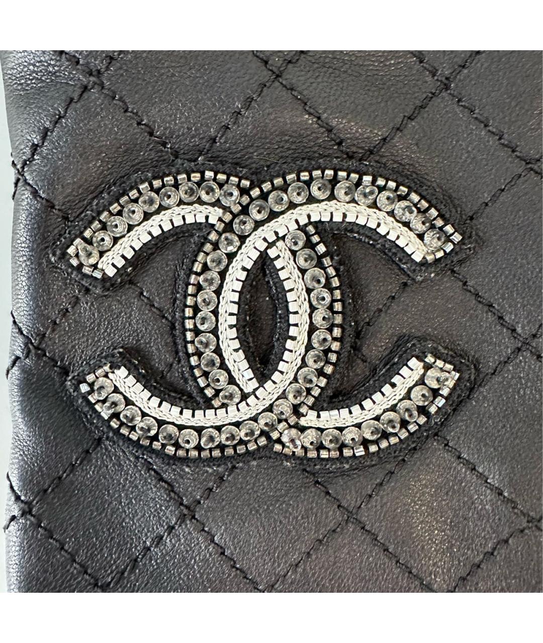 CHANEL Черные кожаные митенки, фото 5