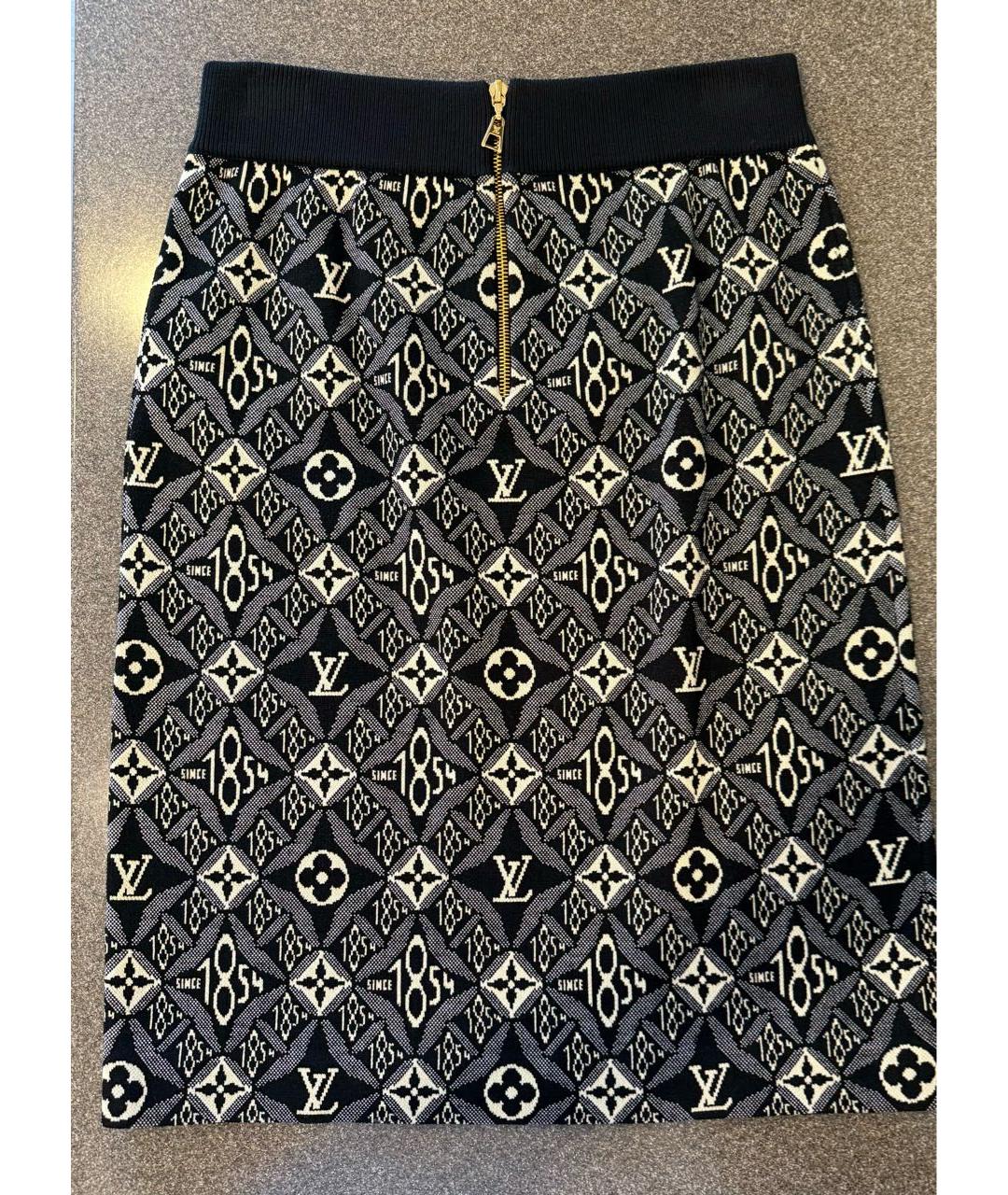 LOUIS VUITTON Черная шерстяная юбка миди, фото 2