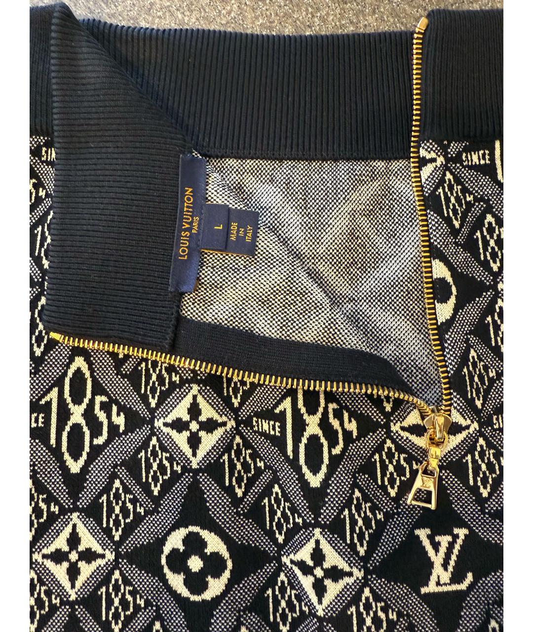 LOUIS VUITTON Черная шерстяная юбка миди, фото 3