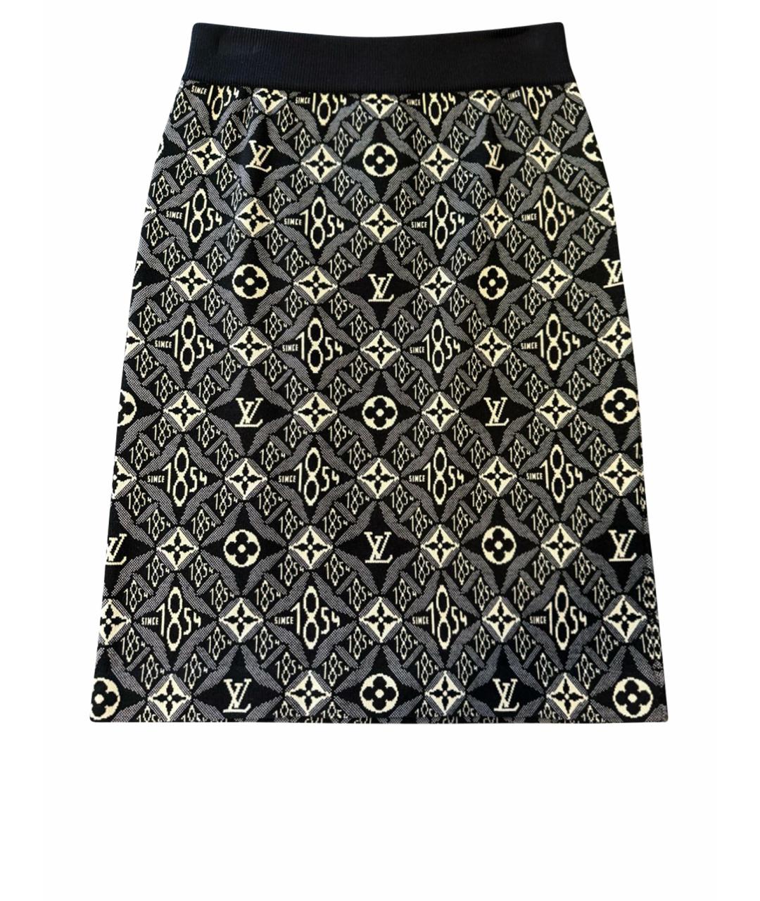 LOUIS VUITTON Черная шерстяная юбка миди, фото 1