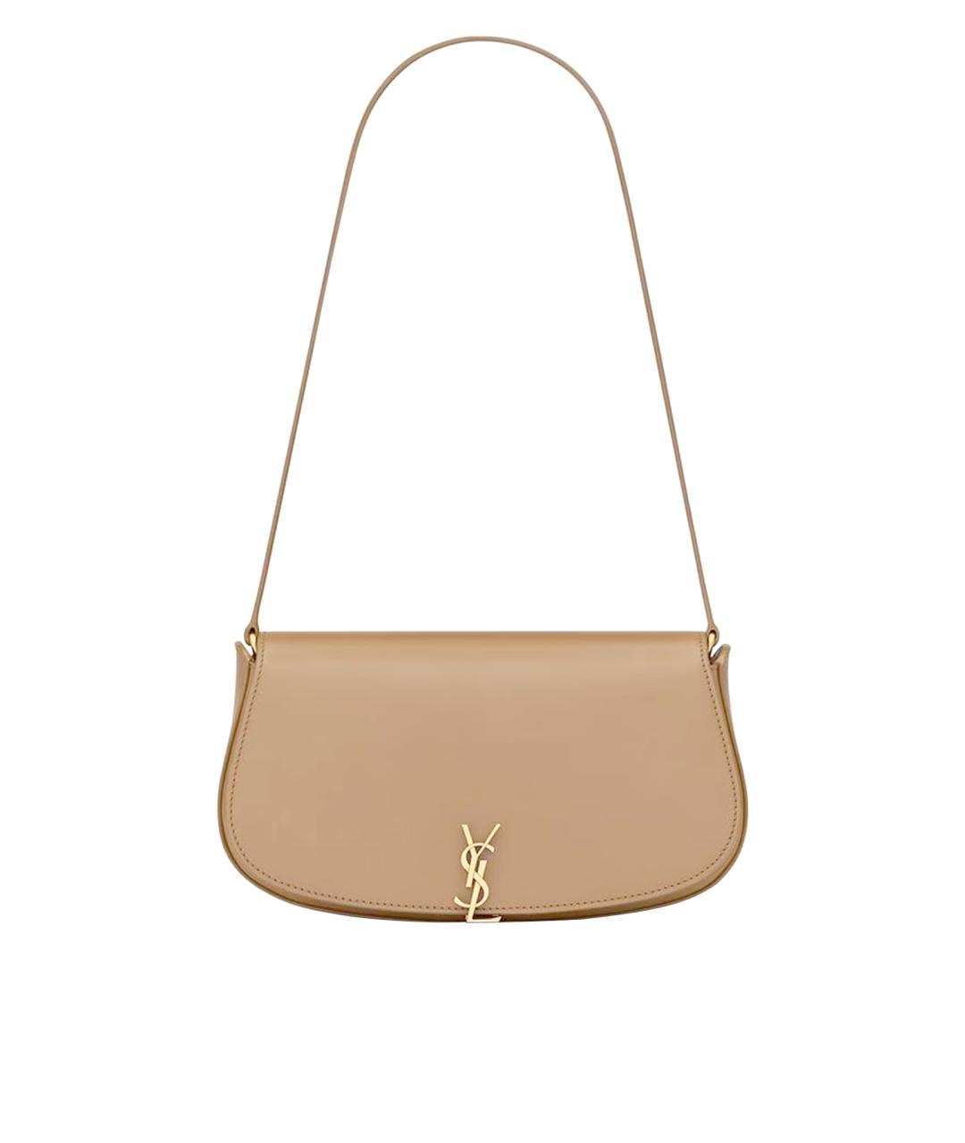 SAINT LAURENT Коричневая кожаная сумка с короткими ручками, фото 1