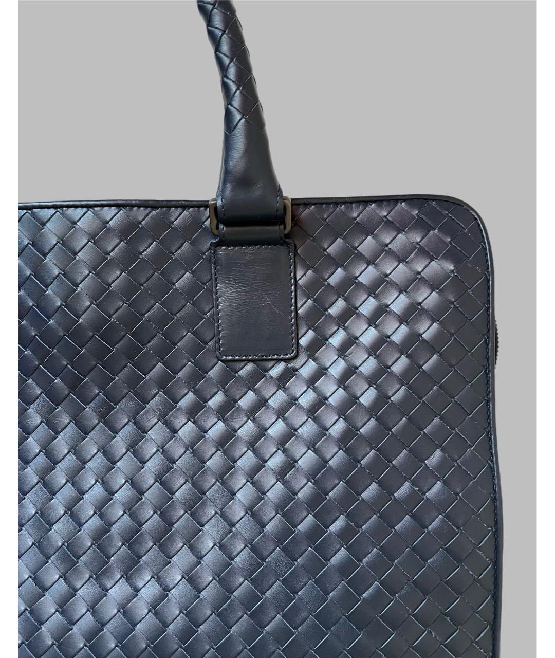 BOTTEGA VENETA Темно-синий кожаный портфель, фото 7