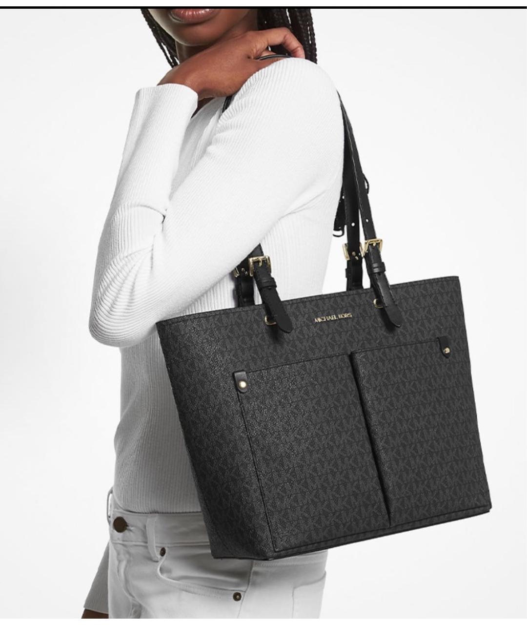 MICHAEL KORS Черная сумка тоут из искусственной кожи, фото 4