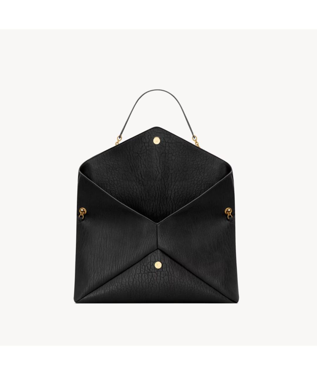 SAINT LAURENT Черная кожаная сумка с короткими ручками, фото 3