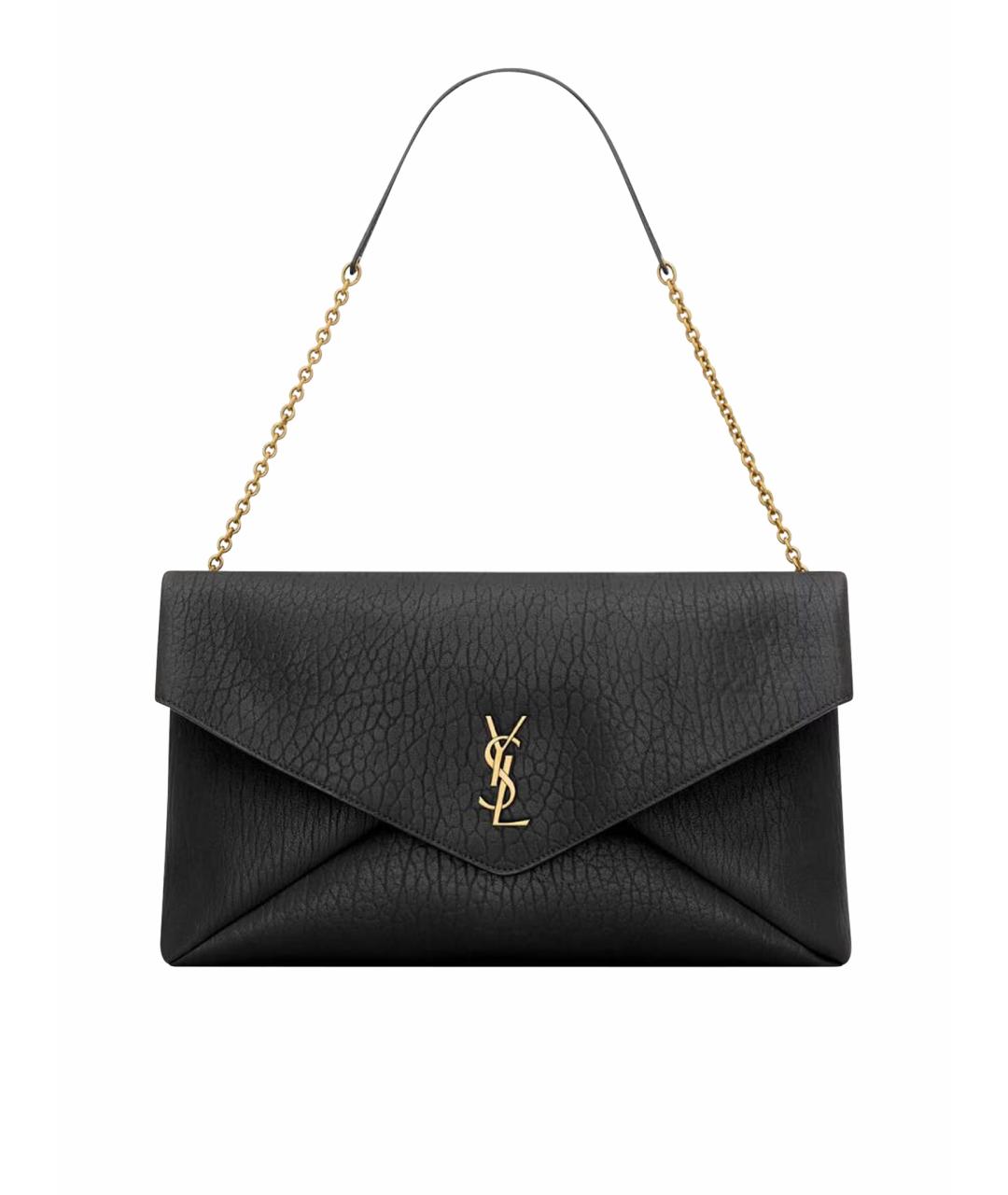 SAINT LAURENT Черная кожаная сумка с короткими ручками, фото 1