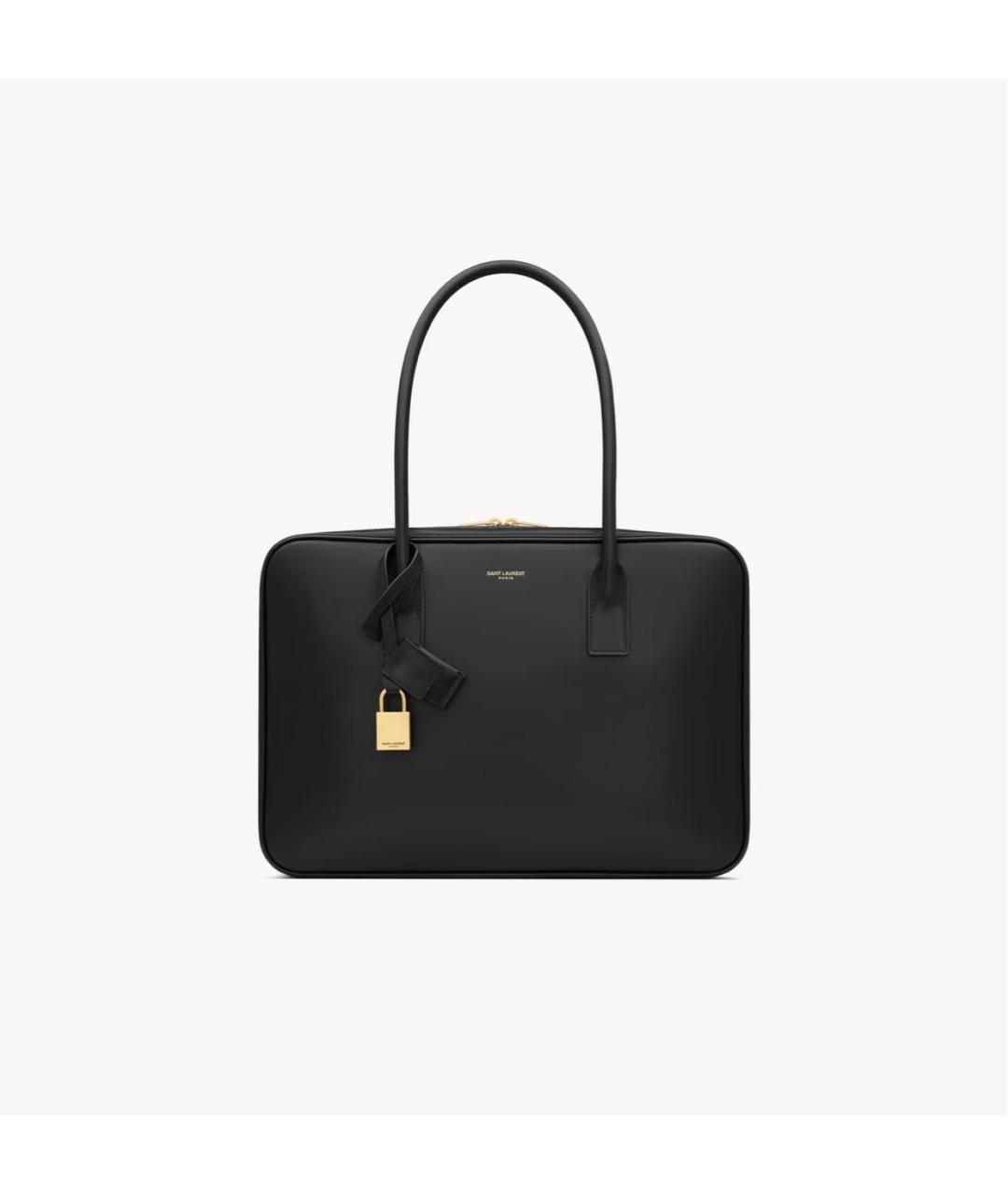 SAINT LAURENT Черная кожаная сумка тоут, фото 5
