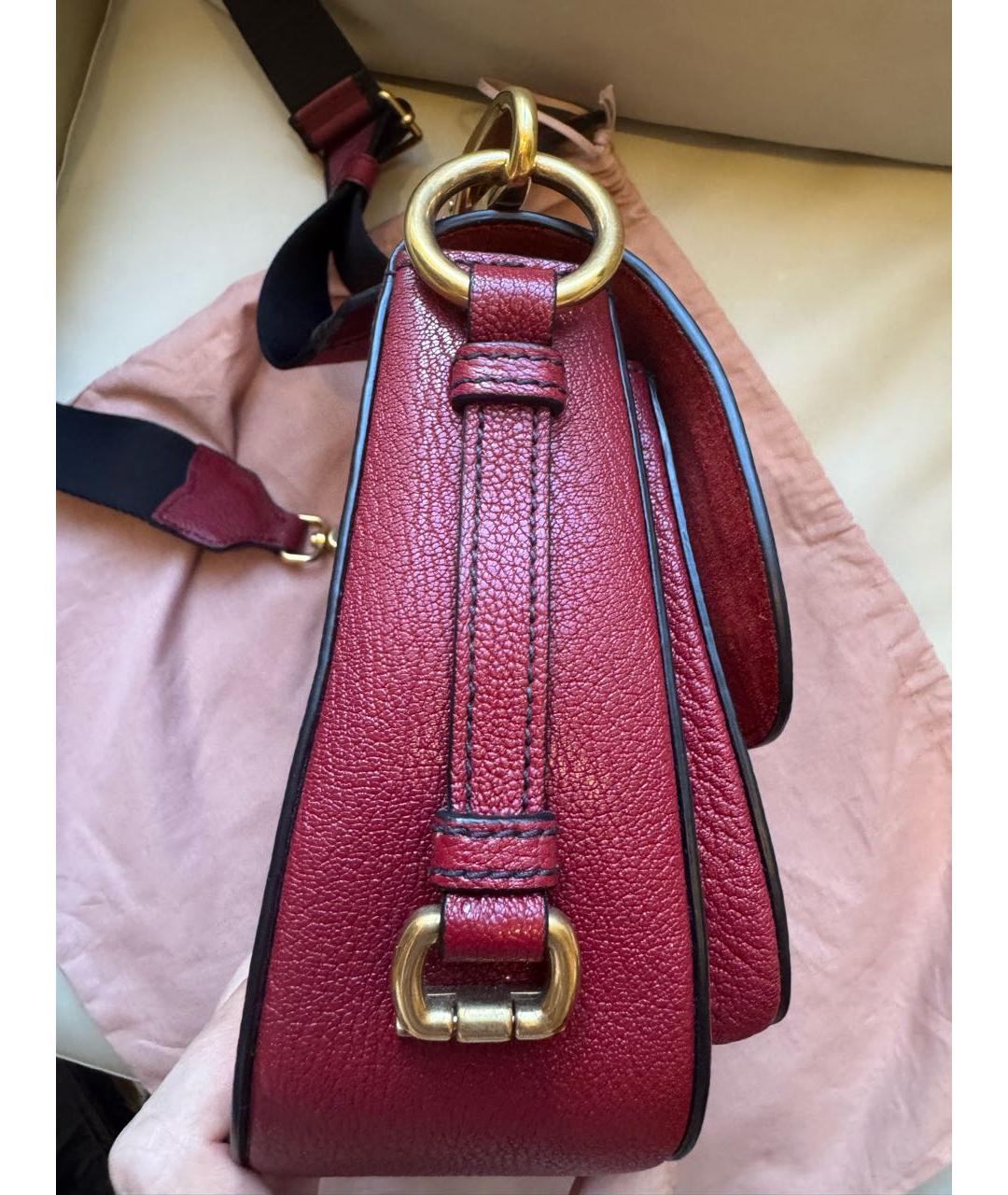 MIU MIU Бордовая кожаная сумка через плечо, фото 5