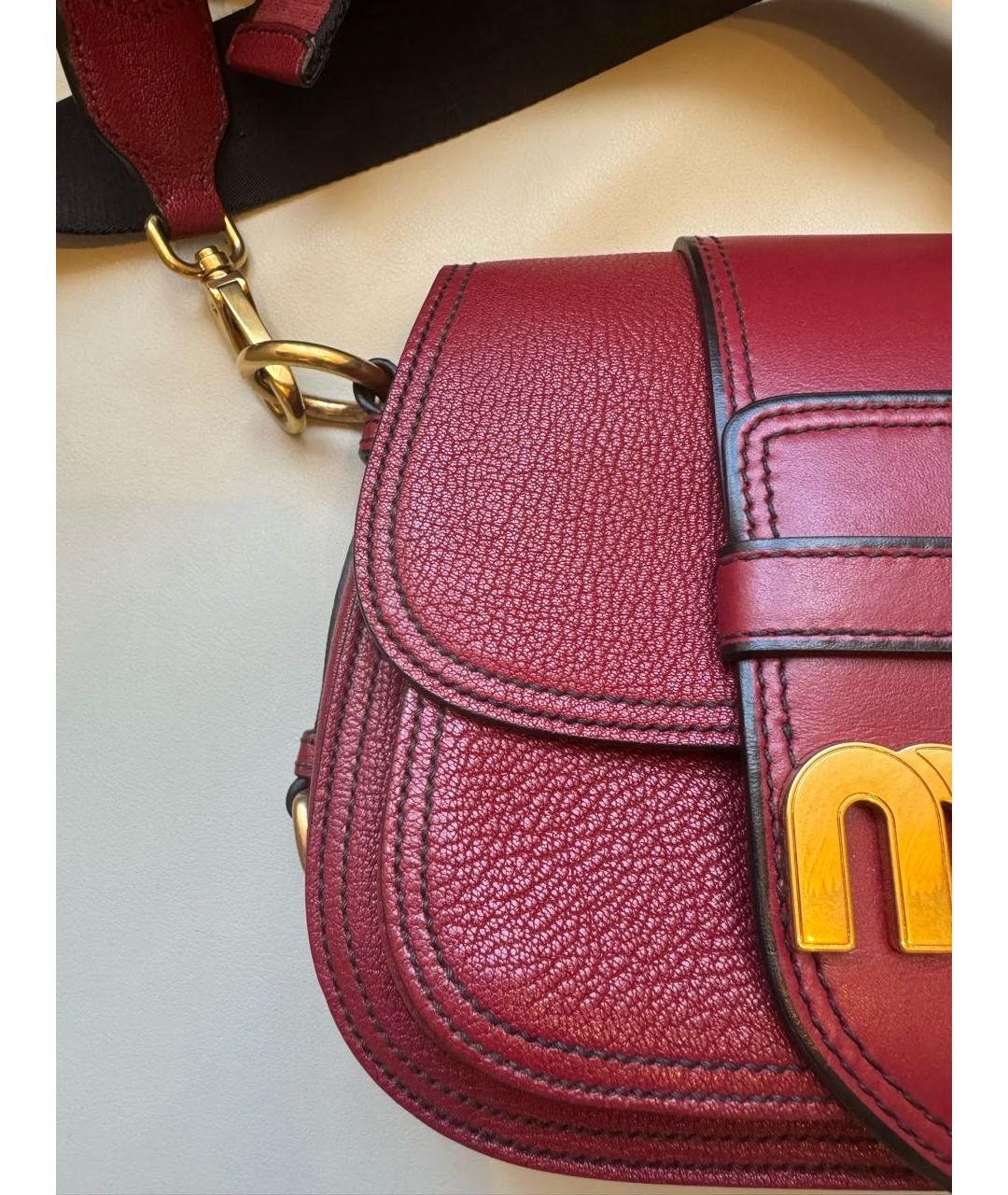 MIU MIU Бордовая кожаная сумка через плечо, фото 4