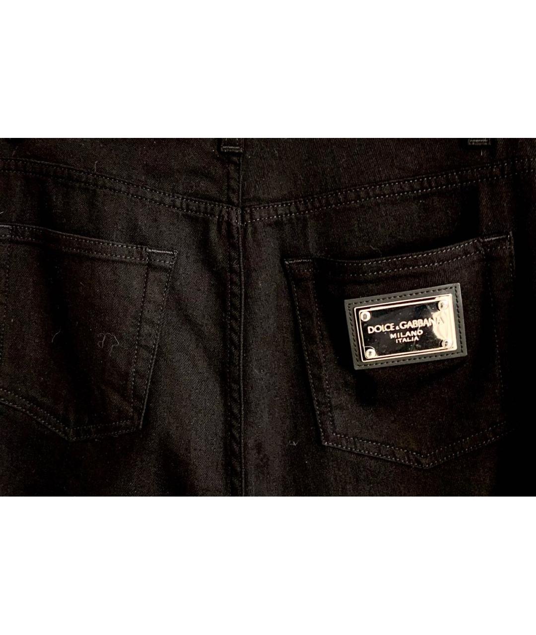 DOLCE&GABBANA Черные хлопковые прямые джинсы, фото 4