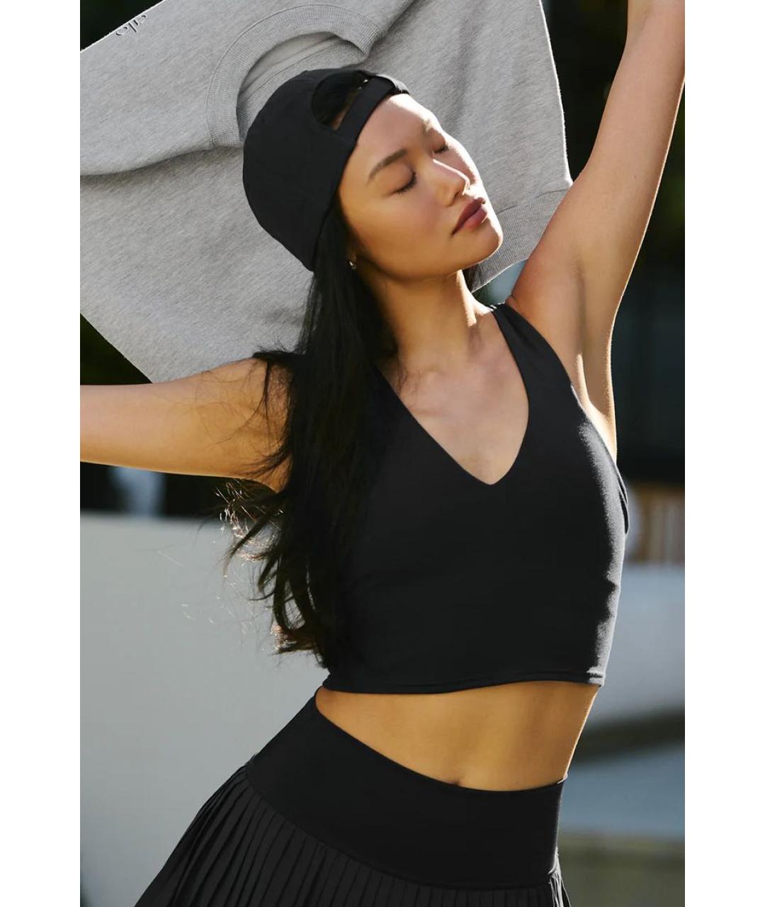ALO YOGA Черная синтетическая майка, фото 2