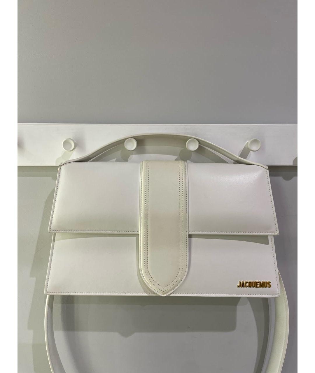 JACQUEMUS Белая кожаная сумка с короткими ручками, фото 4