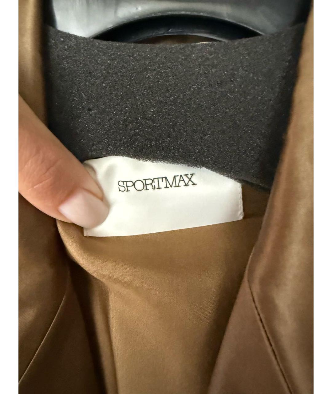 SPORTMAX Коричневое хлопковое пальто, фото 4