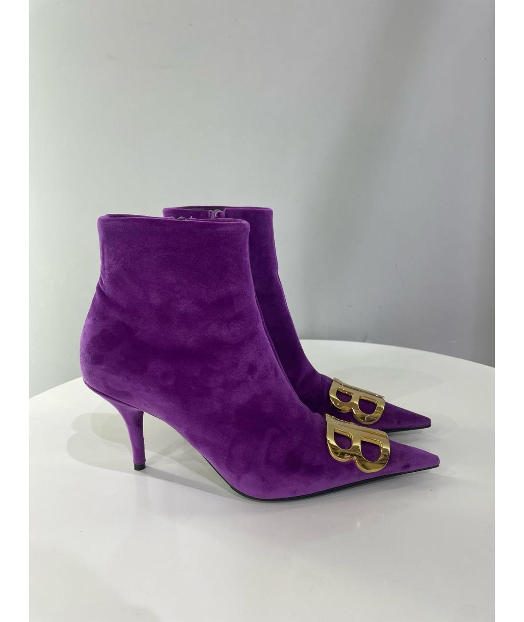 BALENCIAGA Фиолетовые бархатные ботильоны, фото 3