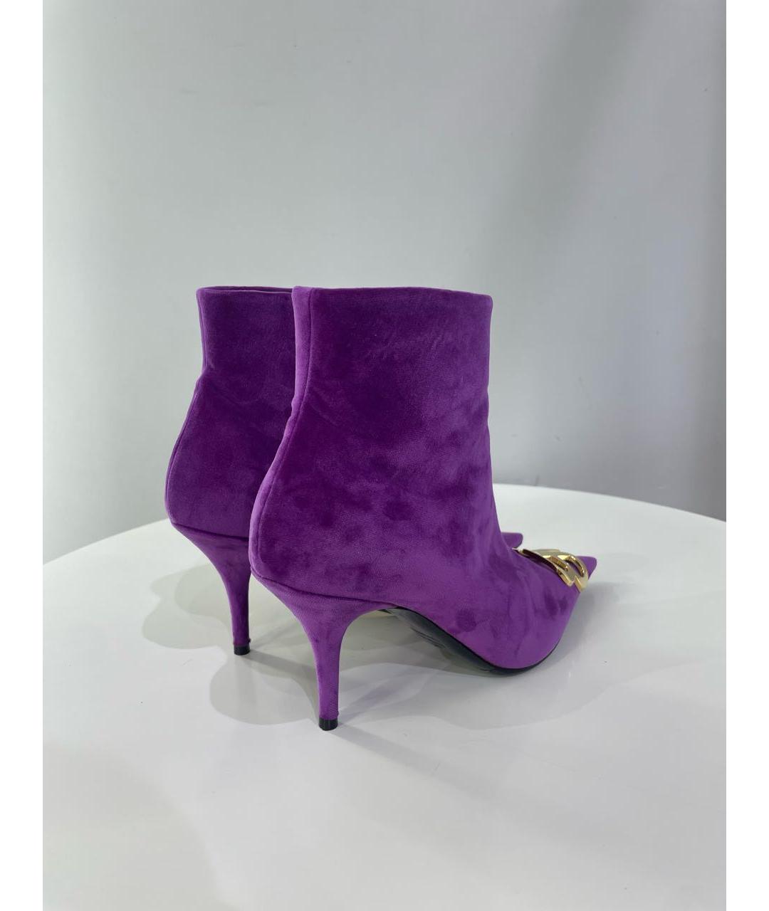 BALENCIAGA Фиолетовые бархатные ботильоны, фото 4