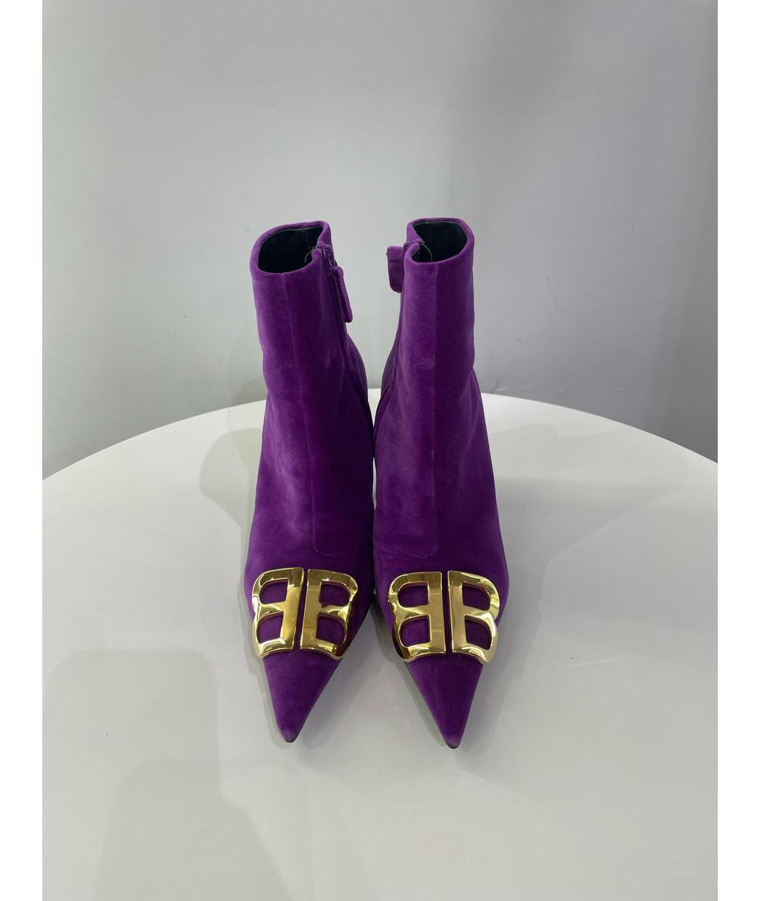 BALENCIAGA Фиолетовые бархатные ботильоны, фото 2