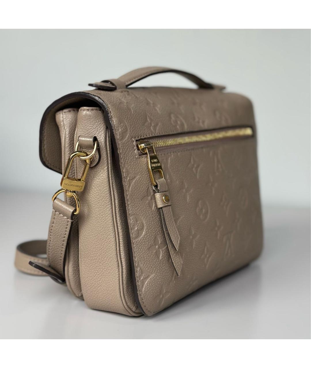 LOUIS VUITTON Бежевая кожаная сумка через плечо, фото 6