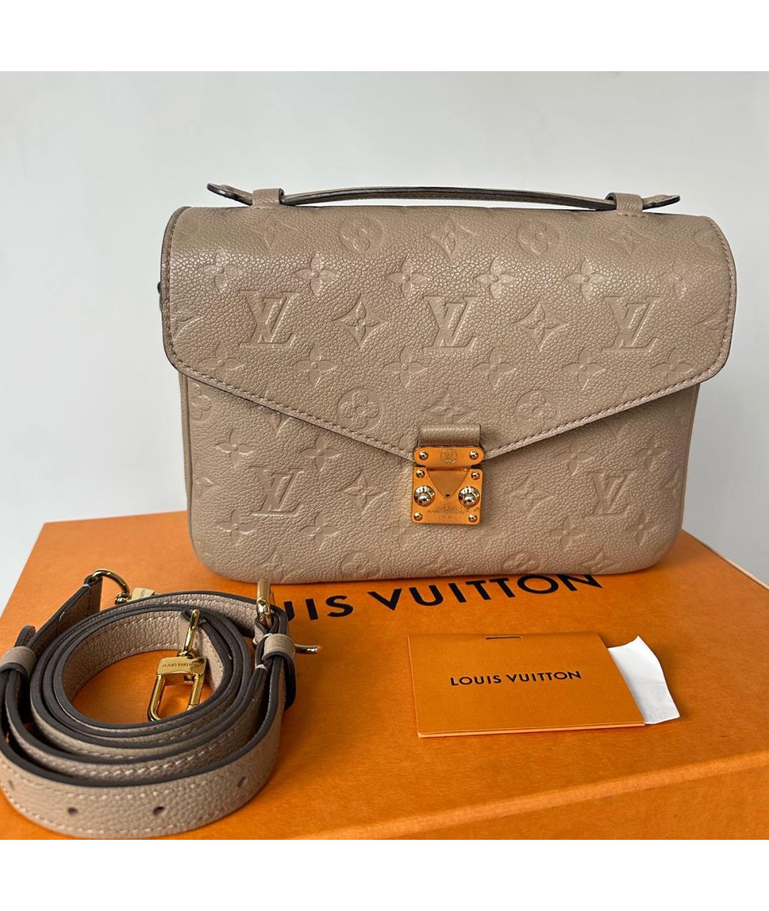 LOUIS VUITTON Бежевая кожаная сумка через плечо, фото 2