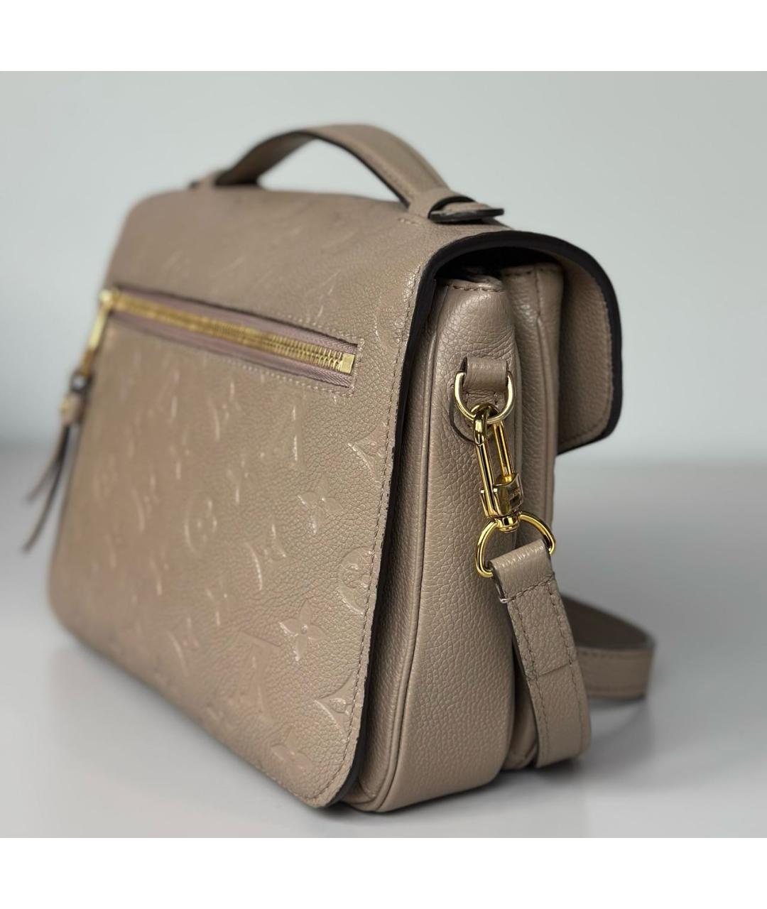 LOUIS VUITTON Бежевая кожаная сумка через плечо, фото 7