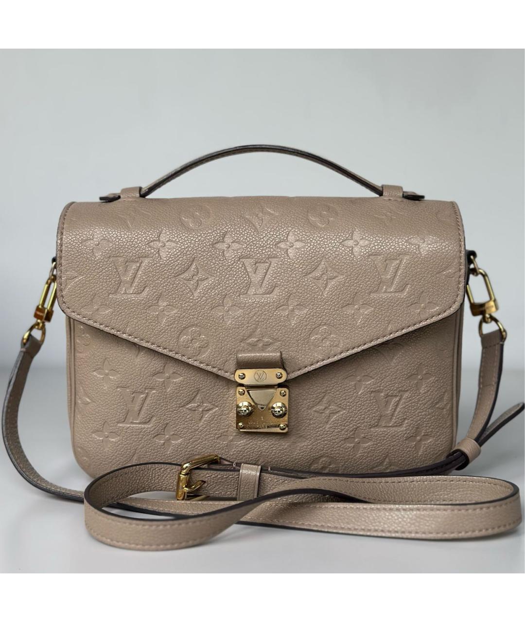 LOUIS VUITTON Бежевая кожаная сумка через плечо, фото 4