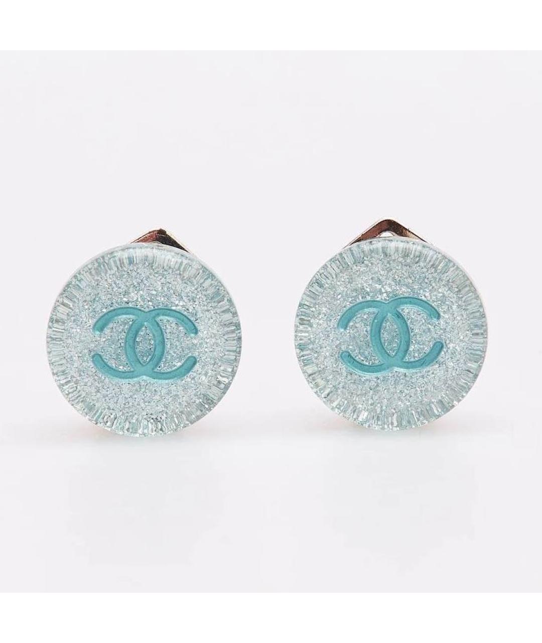 CHANEL Голубые пластиковые серьги, фото 8